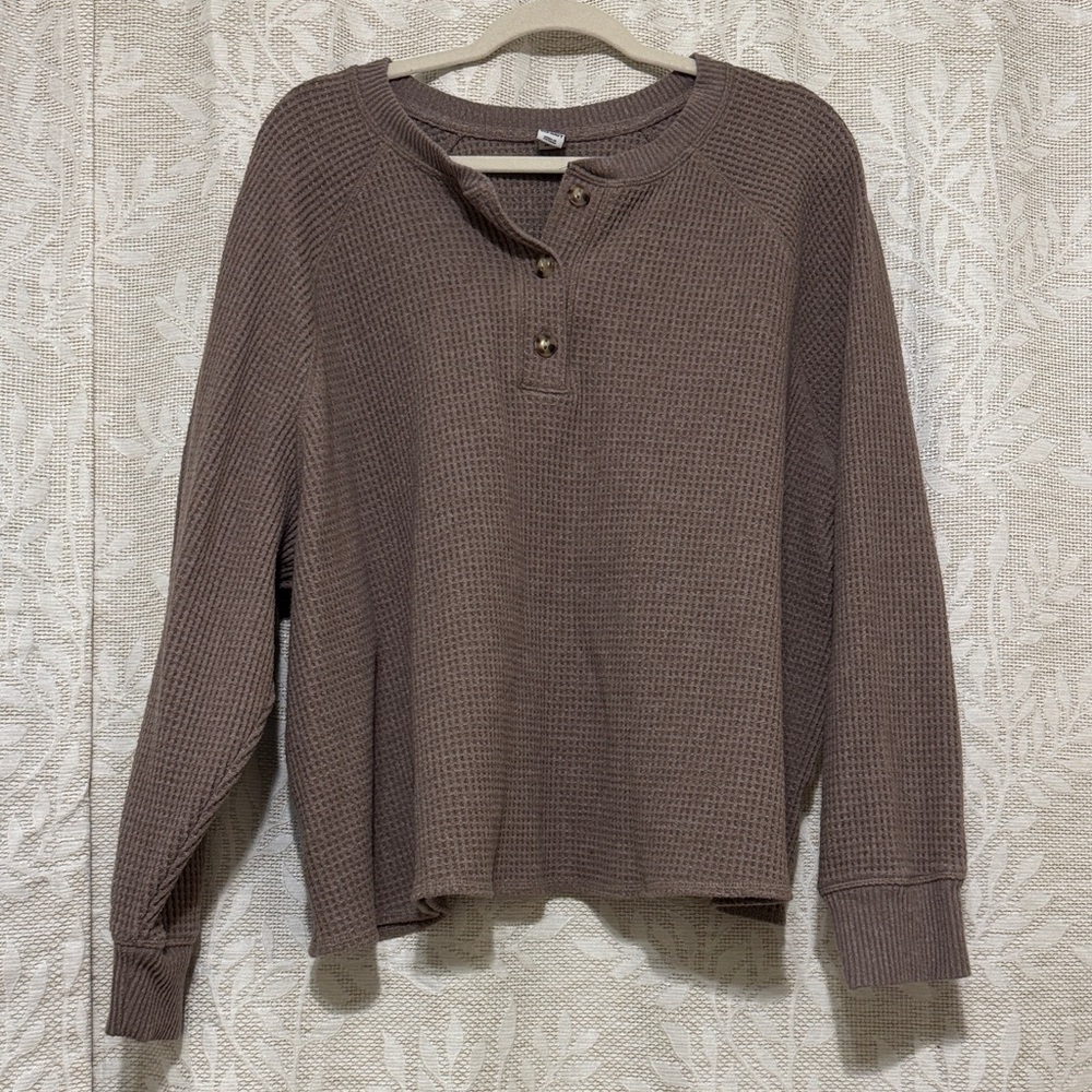 Old Navy Waffle Henley Pullover - Brown